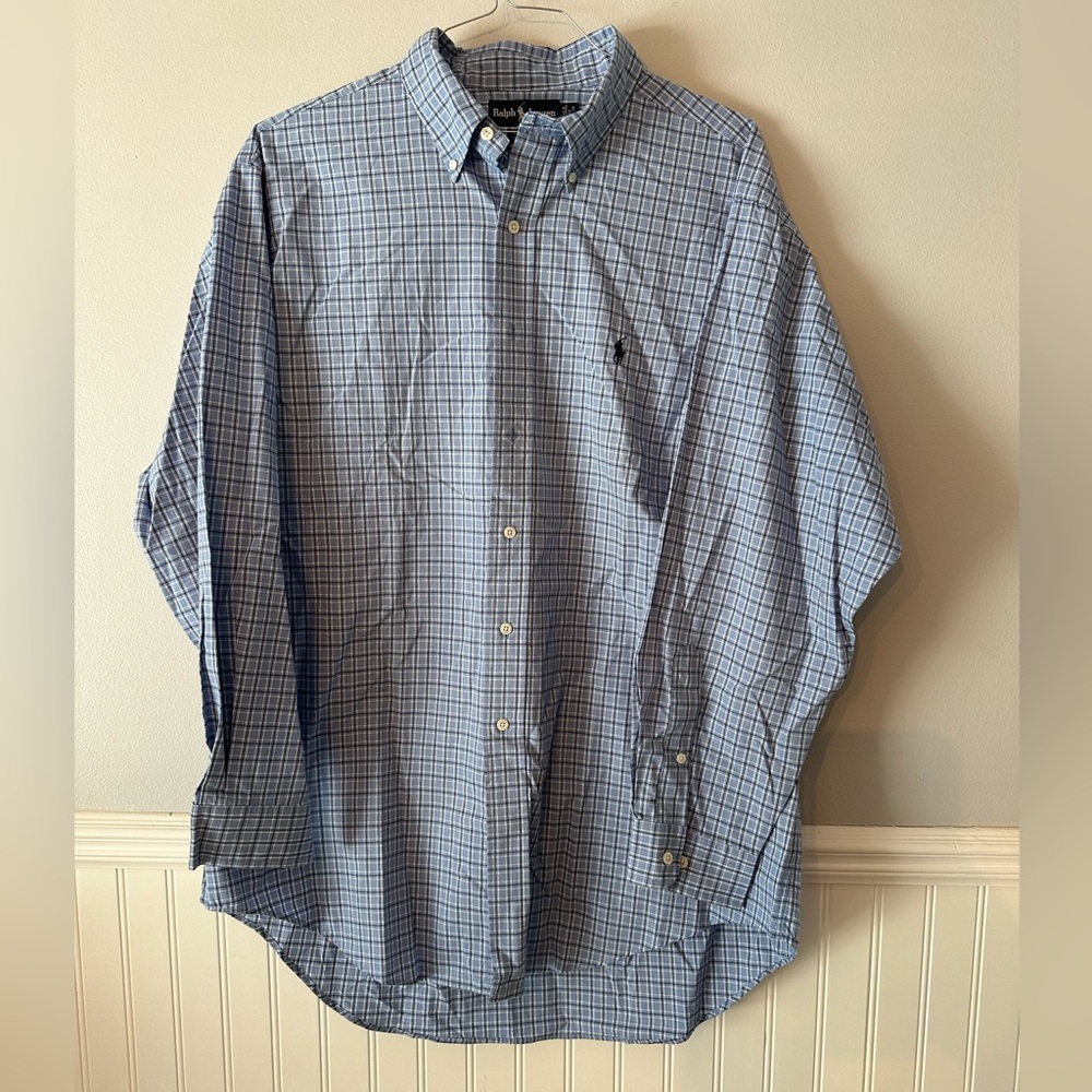 Ralph Lauren Yarmouth Blue Plaid Button Down Shirt
